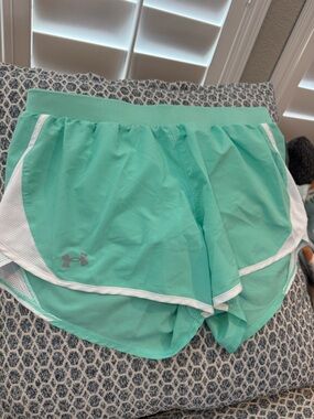 Under Armour Women's Mint Aqua Athletic Shorts with White Trim
